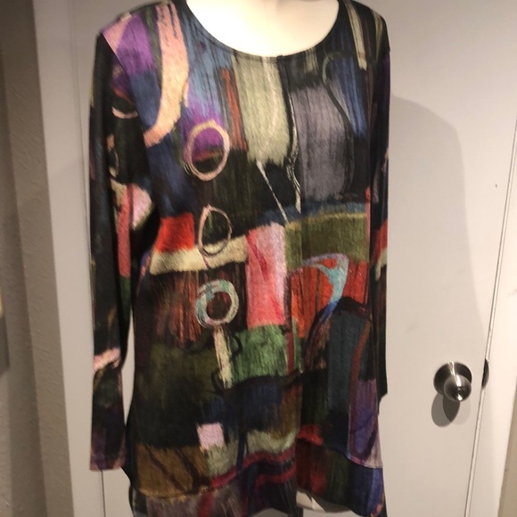 NWT Jess and jane Heather fabric scoop neck asymmetrical blouse. Barcelona - Picture 3 of 13